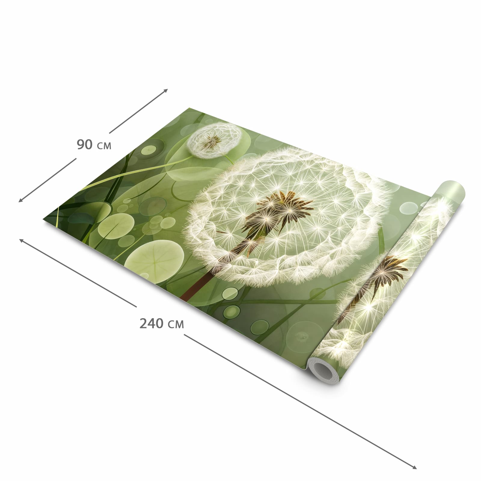 Geräuschdämpfender Küchenläufer mit Motiv Löwenzahnzarte Blüten in der Grösse 80x250 cm