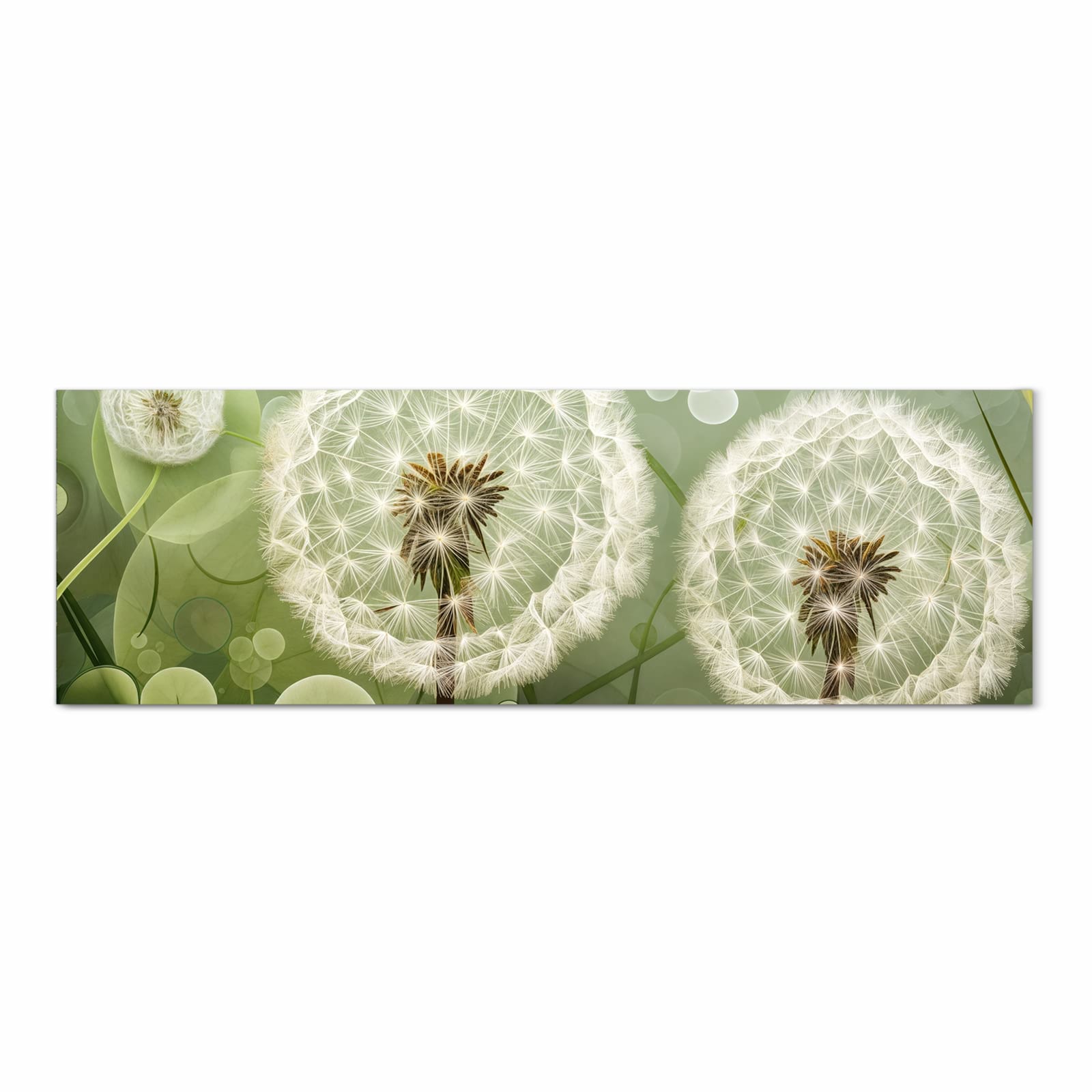 Bodenschonender Teppich fürs Esszimmer mit Motiv Löwenzahnzarte Blüten in Frontansicht, waschbar