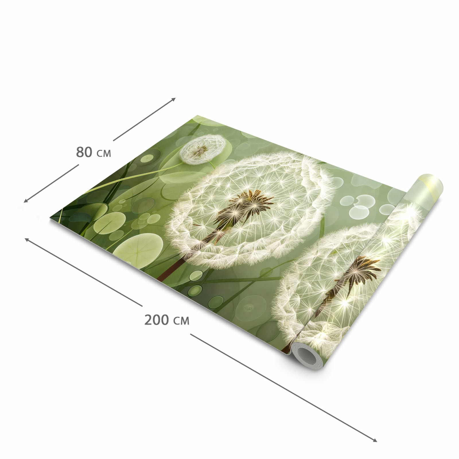 Bodenschonender Küchenteppich mit Motiv Löwenzahnzarte Blüten in der Grösse 80x250 cm