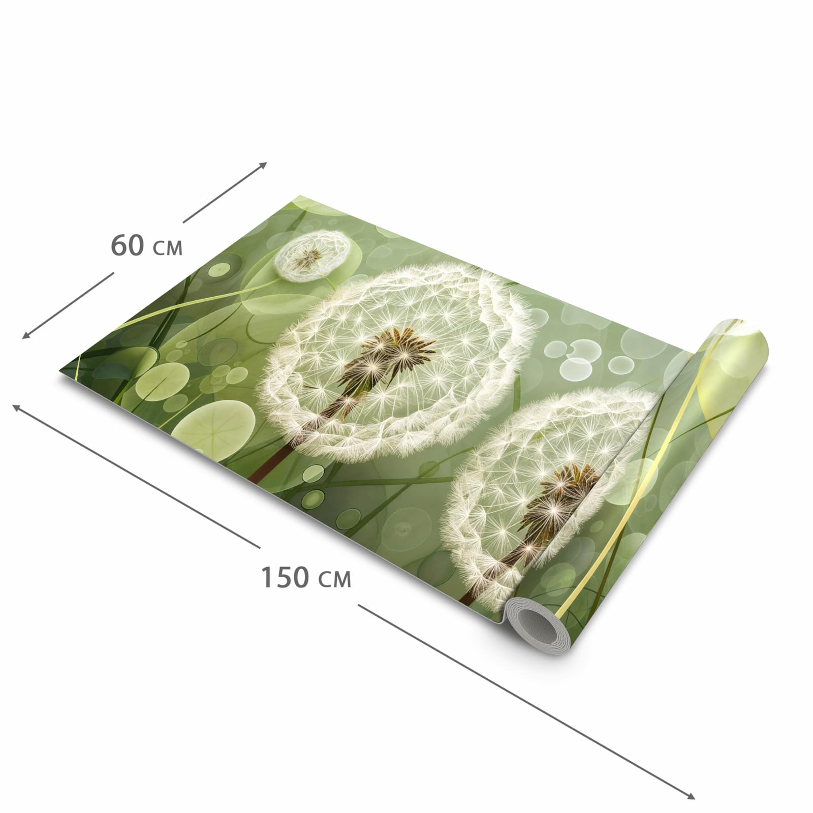 Waschbarer Küchenteppich mit Motiv Löwenzahnzarte Blüten in der Größe 80x200 cm