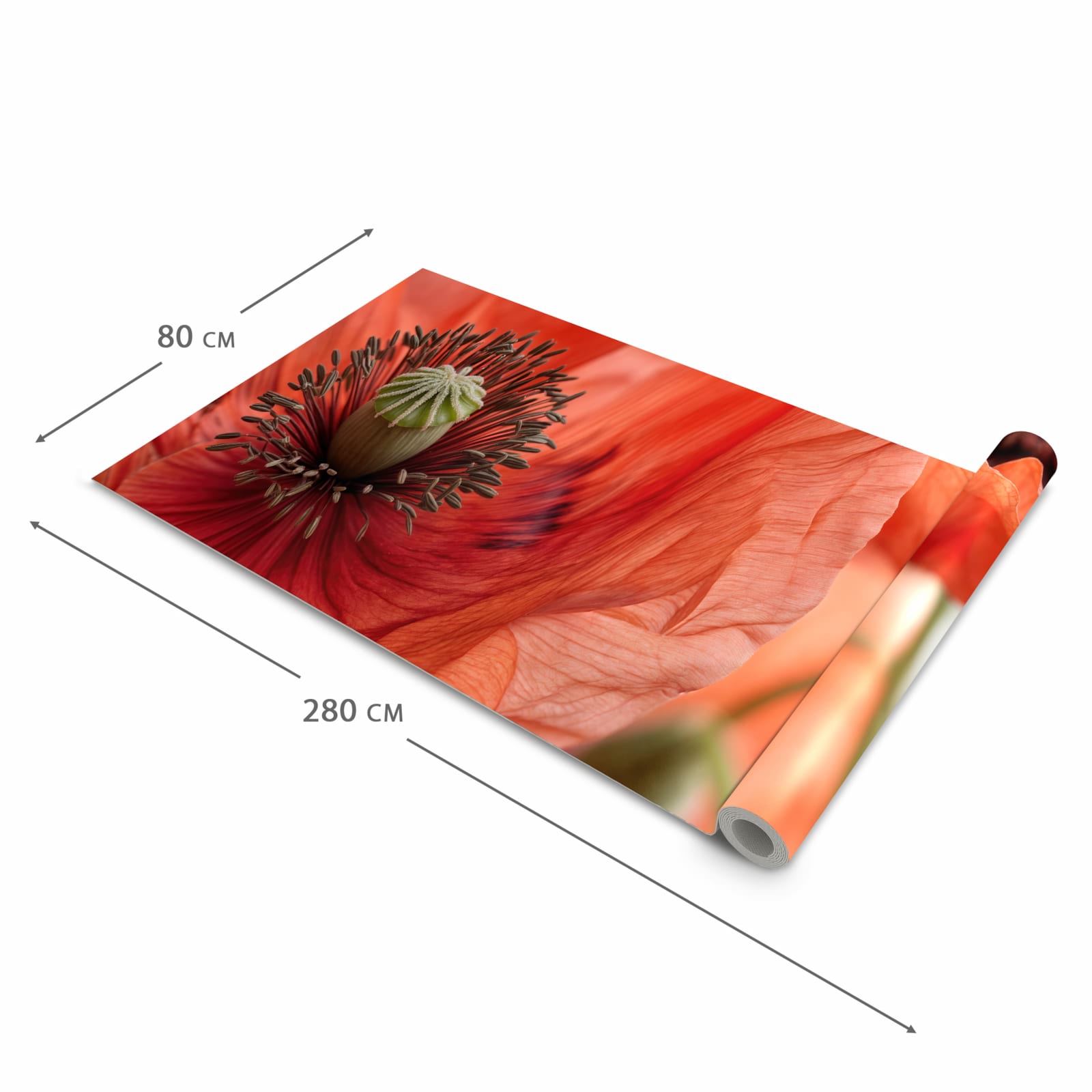 Rutschhemmender moderner Küchenläufer mit Motiv Mohnblüten in der Grösse 80x200 cm