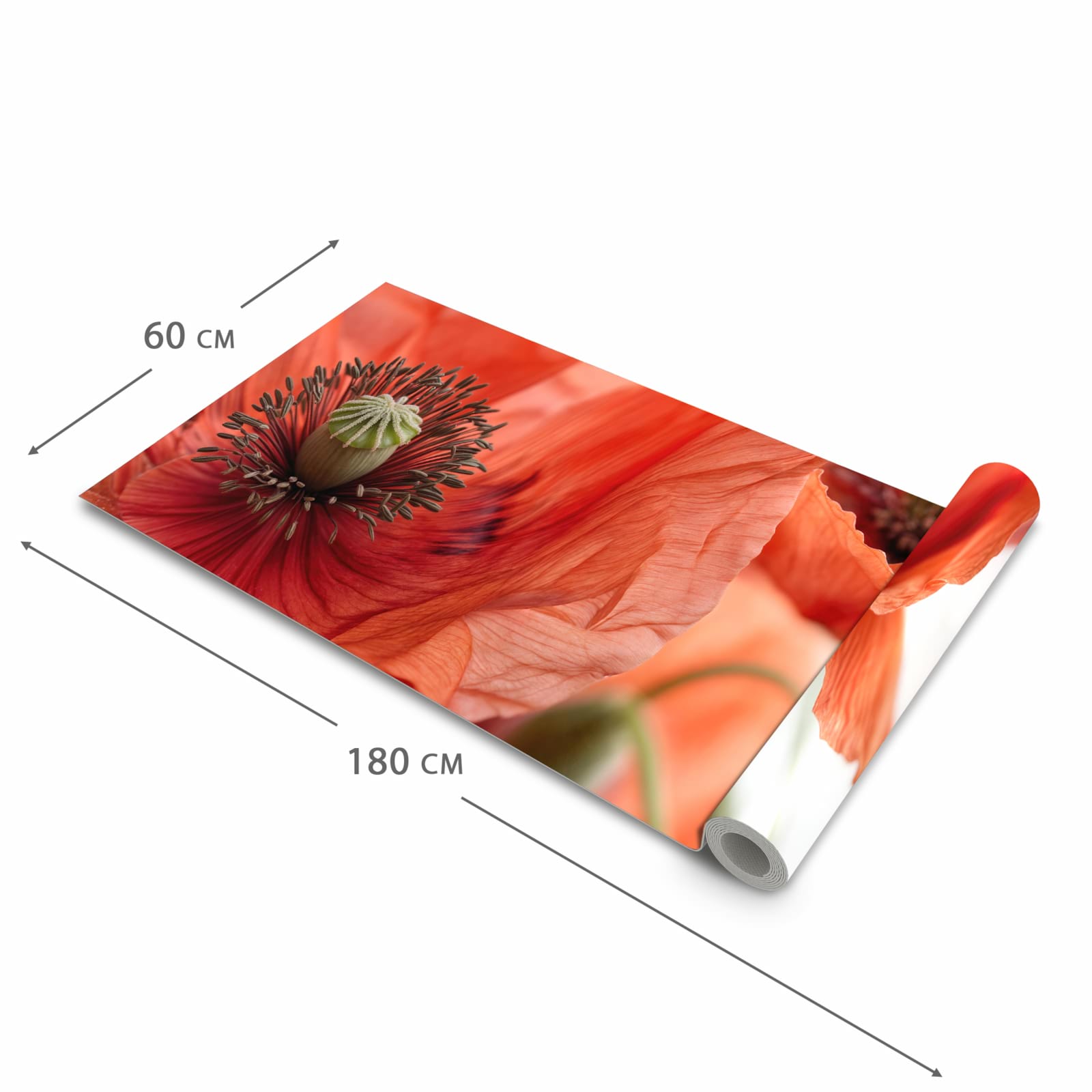 Fleckenresistenter Küchenläufer mit Motiv Mohnblüten in der Grösse 80x200 cm