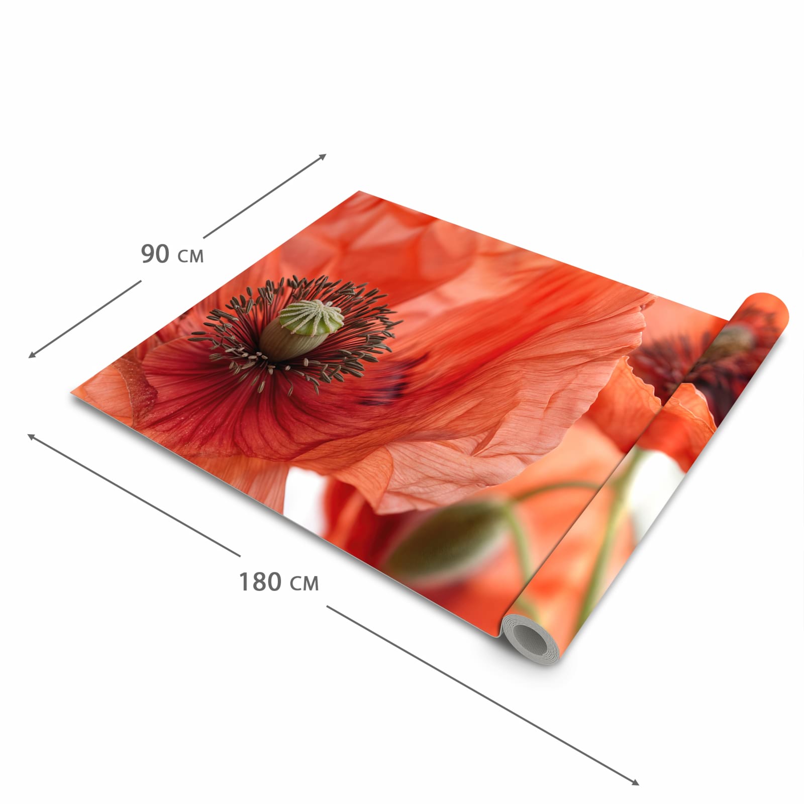 Waschbarer Küchenläufer mit Motiv Mohnblüten in der Grösse 80x200 cm für angenehme Haptik