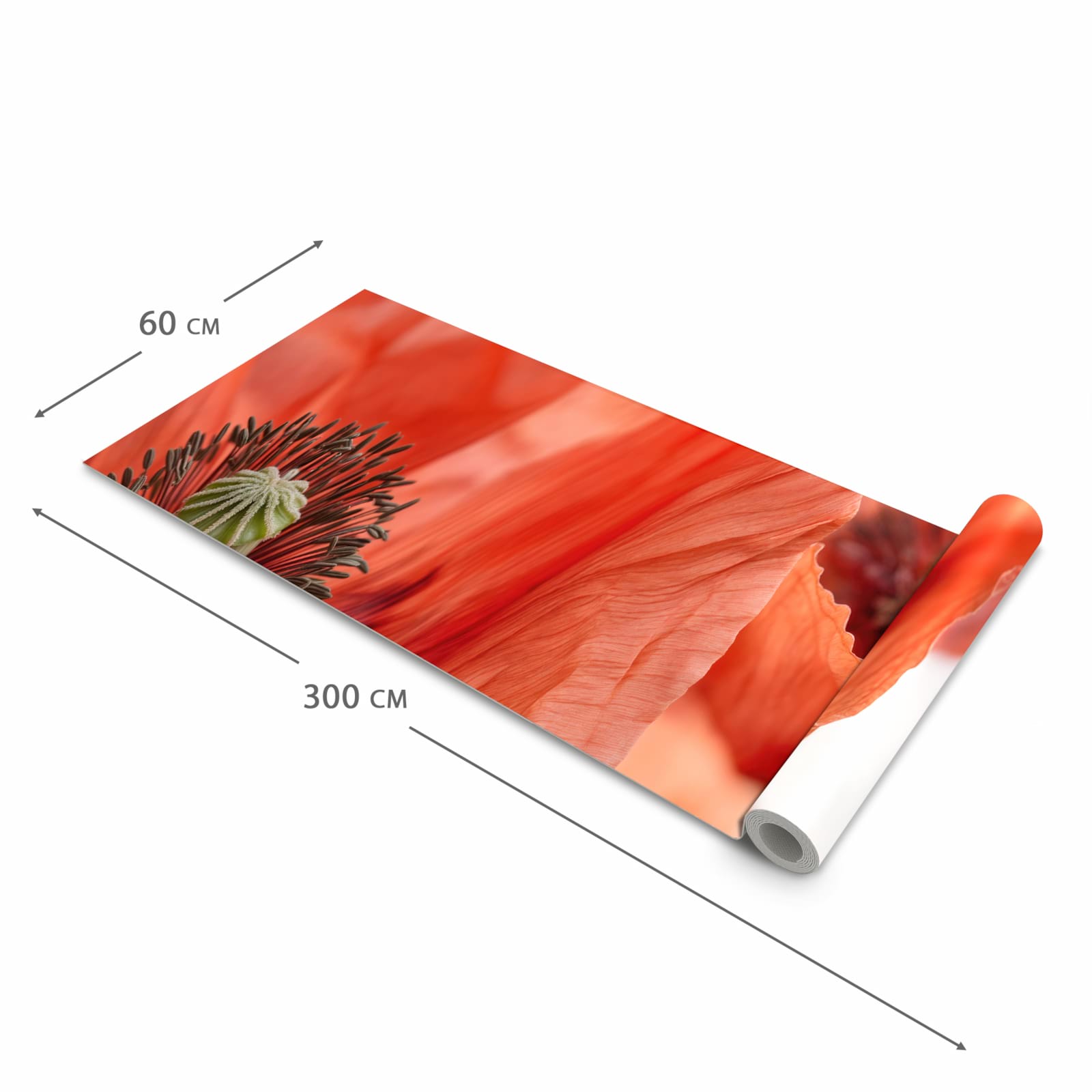 Langlebiger rutschfester Küchenläufer mit Motiv Mohnblüten in der Grösse 80x200 cm