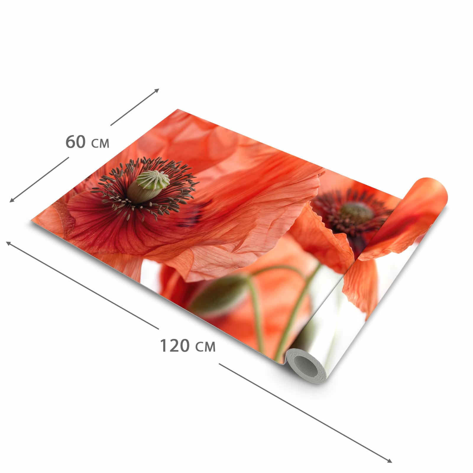 Waschbarer Küchenteppich mit Motiv Mohnblüten in der Grösse 80x200 cm für Trittkomfort