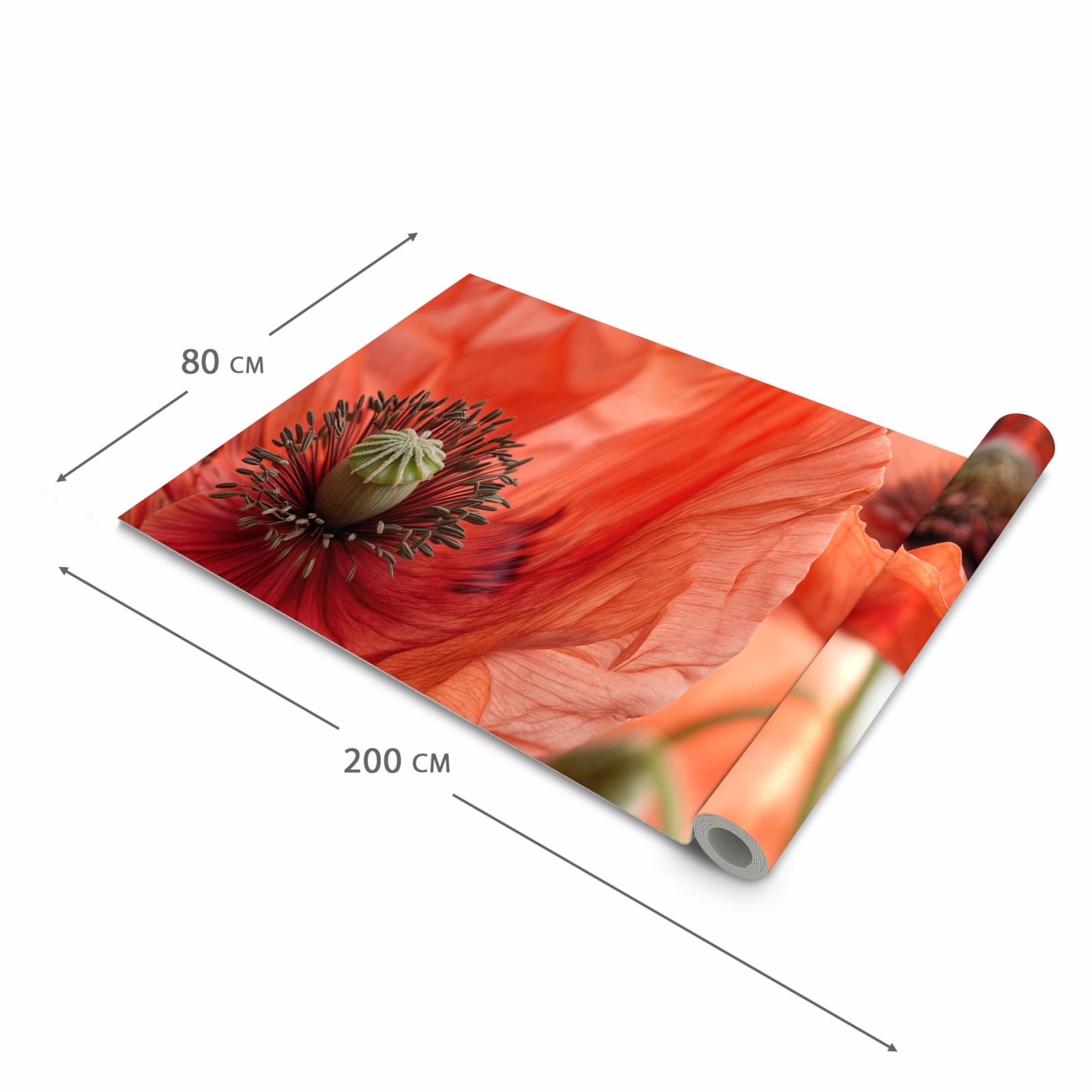 Pflegeleichter waschbarer Küchenläufer mit Motiv Mohnblüten in der Grösse 80x200 cm