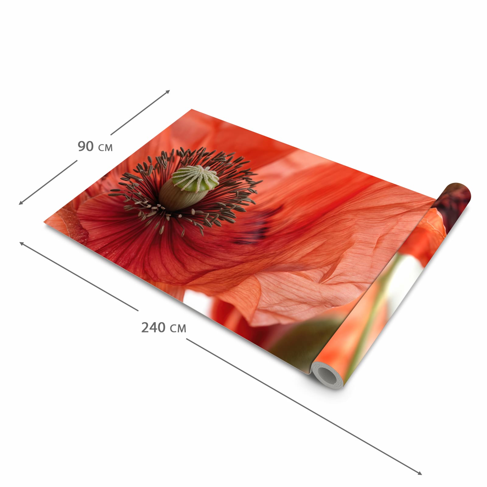 Hygienischer moderner Küchenläufer mit Motiv Mohnblüten in der Grösse 80x200 cm