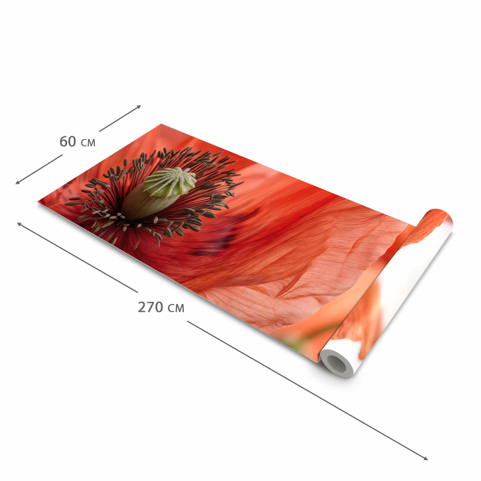 Geruchsneutraler rutschfester Küchenläufer mit Motiv Mohnblüten in der Grösse 80x200 cm