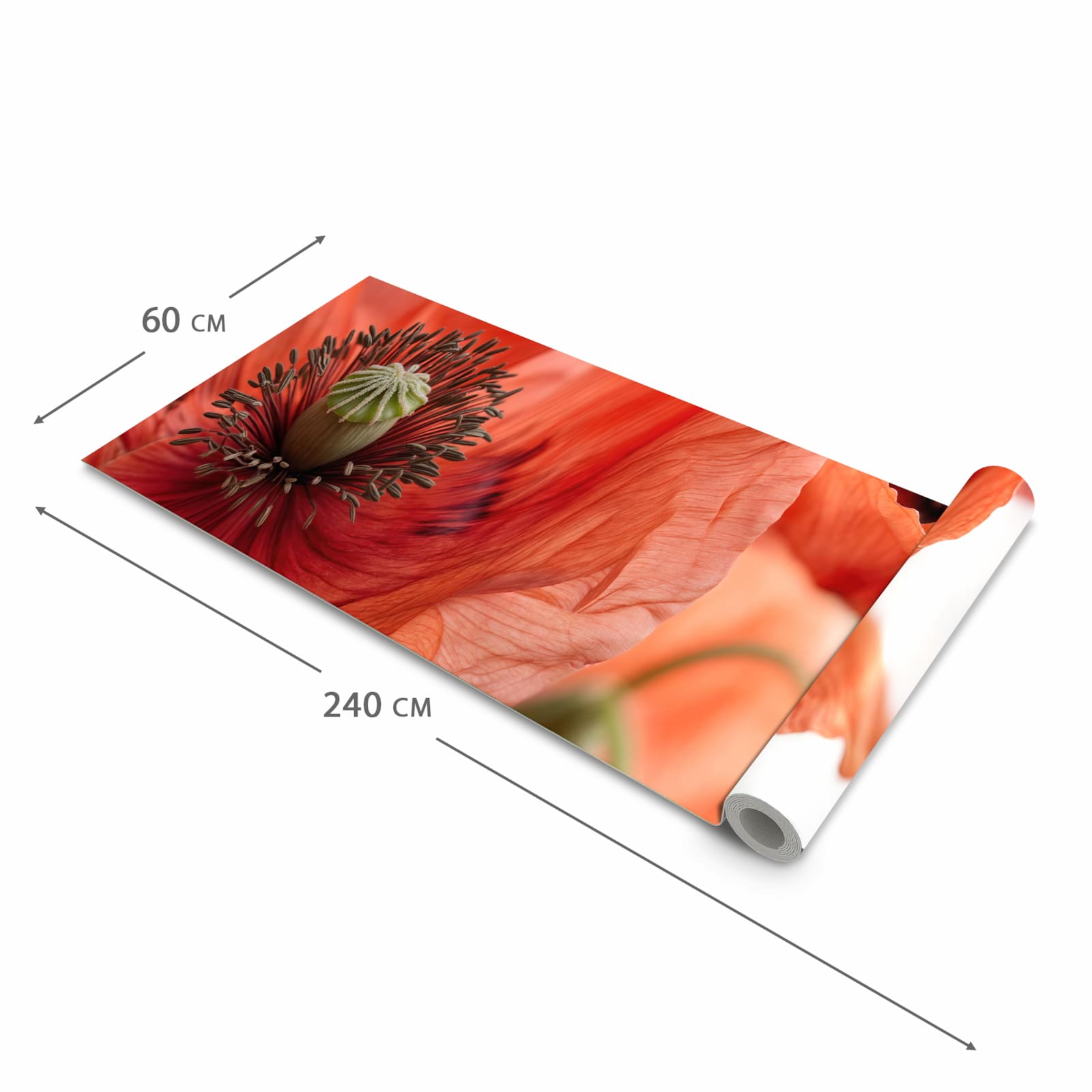 Schmutzabweisender Küchenläufer mit Motiv Mohnblüten in der Grösse 80x200 cm