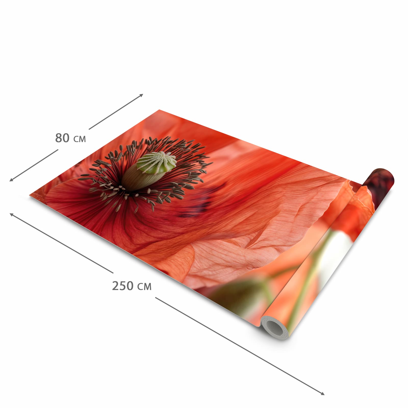 Komfortabler rutschfester Küchenläufer mit Motiv Mohnblüten in der Größe 80x200 cm