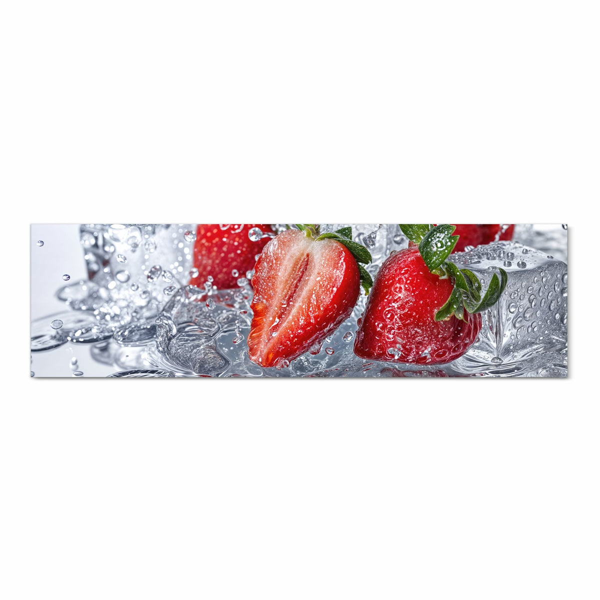 UV-beständiger Teppich für die Küche mit Motiv Erdbeeren im Wasser in Frontansicht