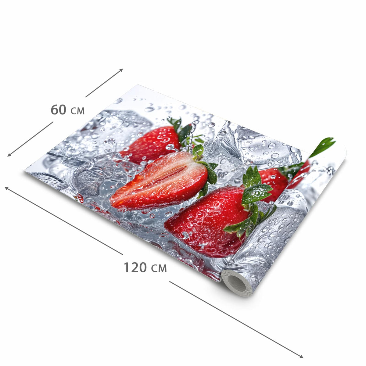 Langlebiger waschbarer Teppich mit Motiv Erdbeeren im Wasser in der Grösse 60x90 cm