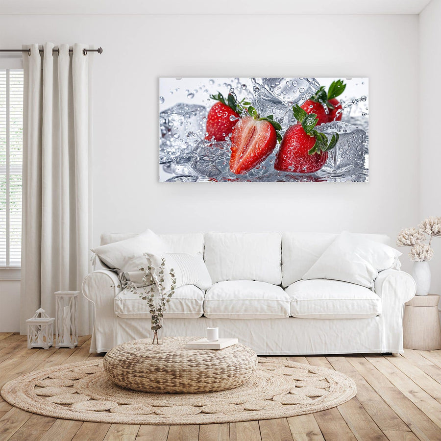 Maße Wandbild - Erdbeeren auf Eis - Querformat