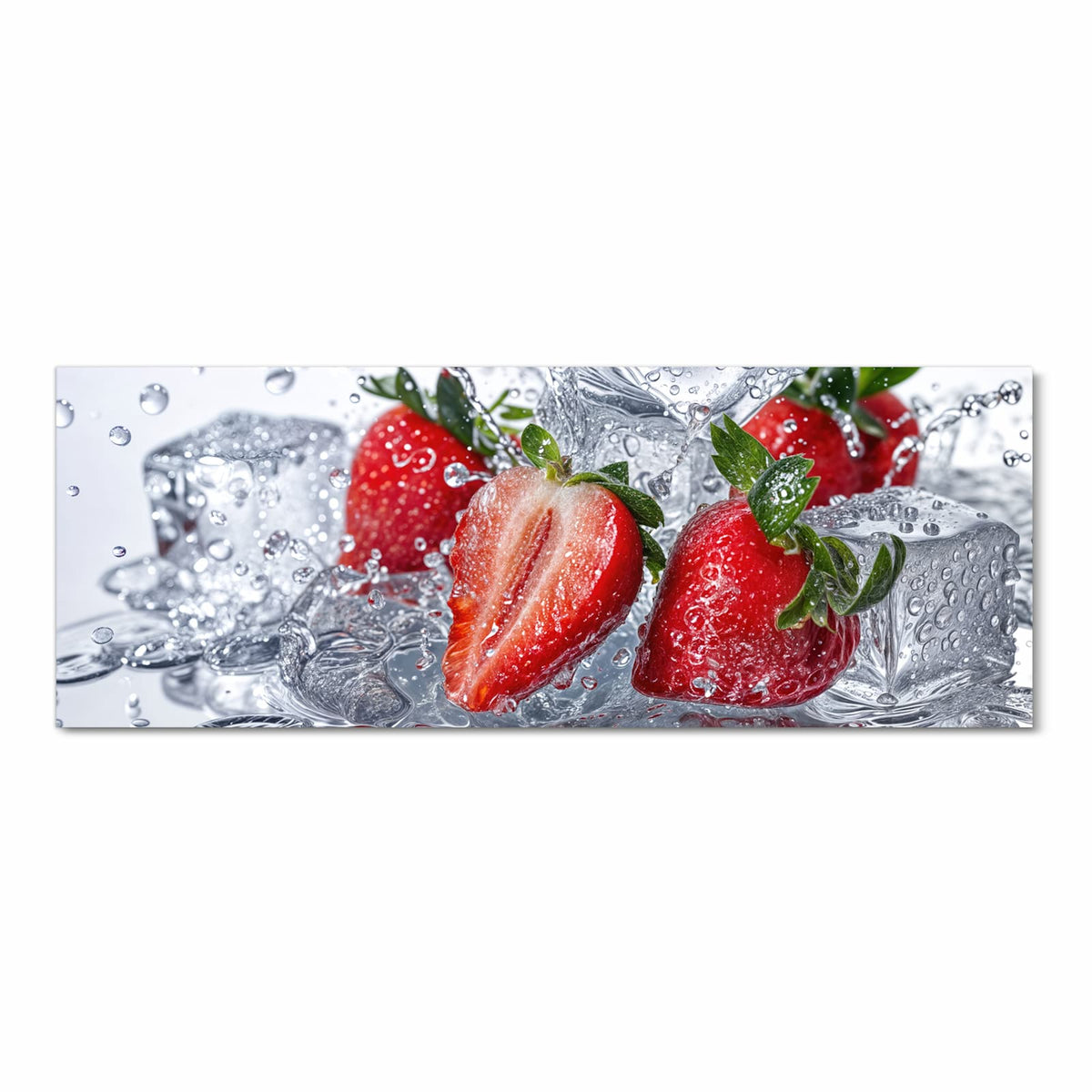 Wasserabweisender Küchenteppich mit Motiv Erdbeeren im Wasser in Frontansicht