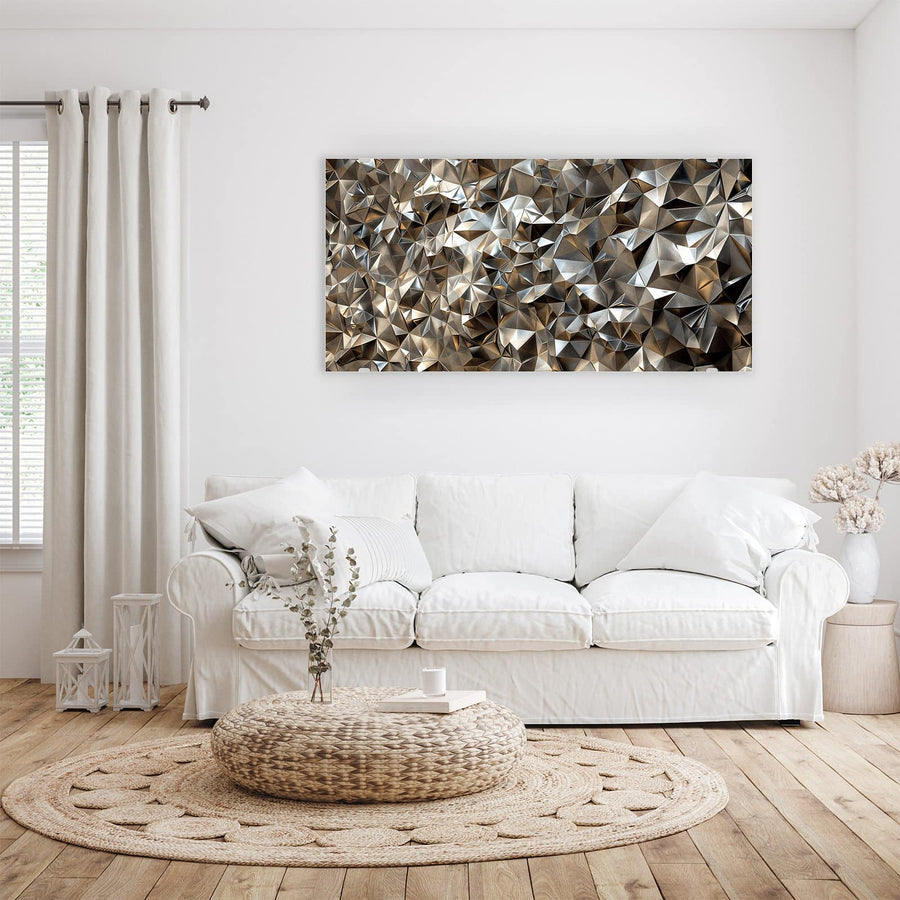Maße Wandbild - Facetten in Silber - Querformat