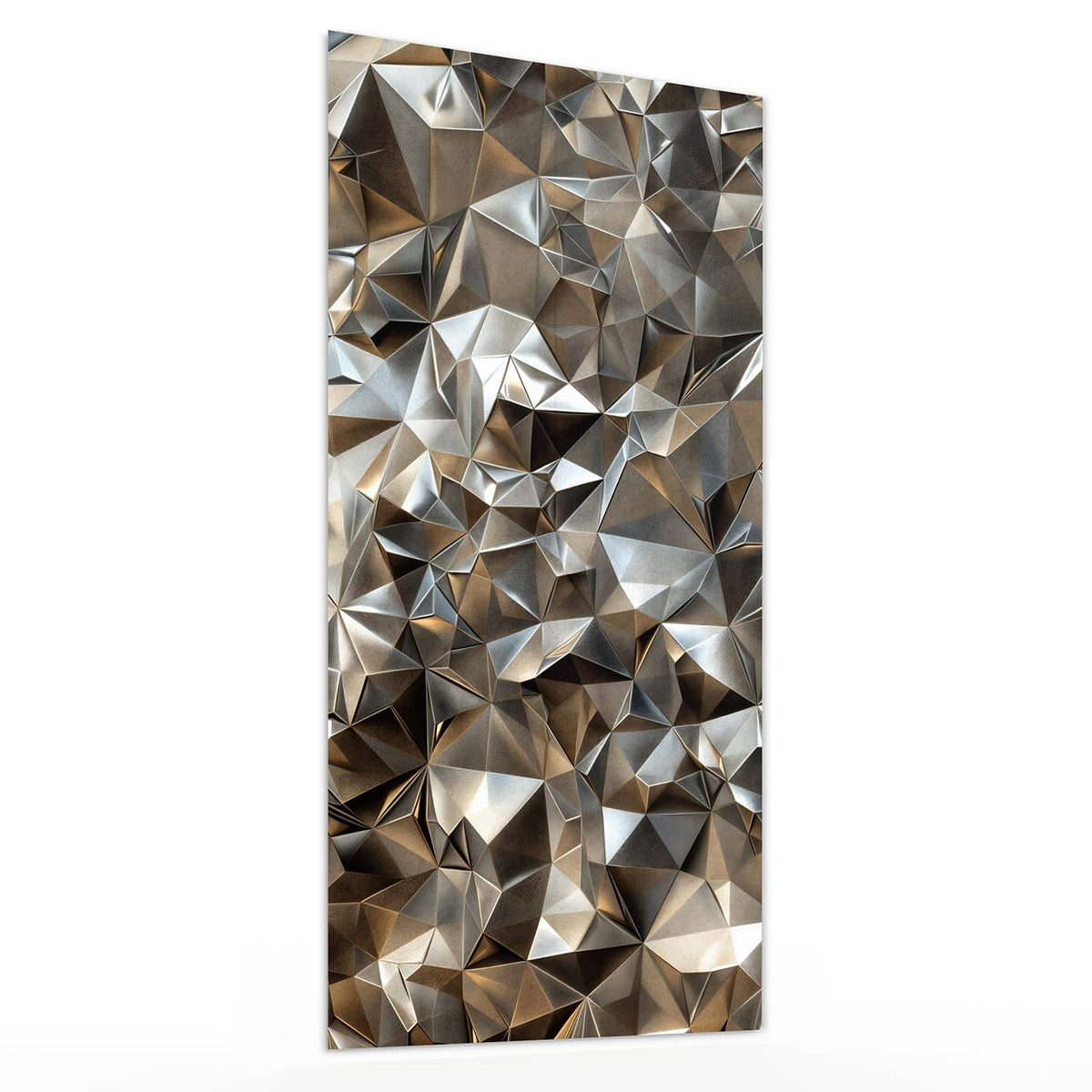 Glasbild Facetten in Silber von der Seite, 4 mm Echtglas