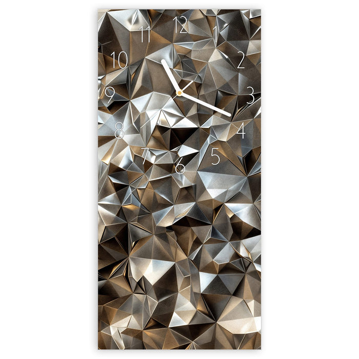 Wanduhr Geometrisches Motiv aus Glas – Hochformat 30 × 60 cm mit Ziffernblatt Elegant