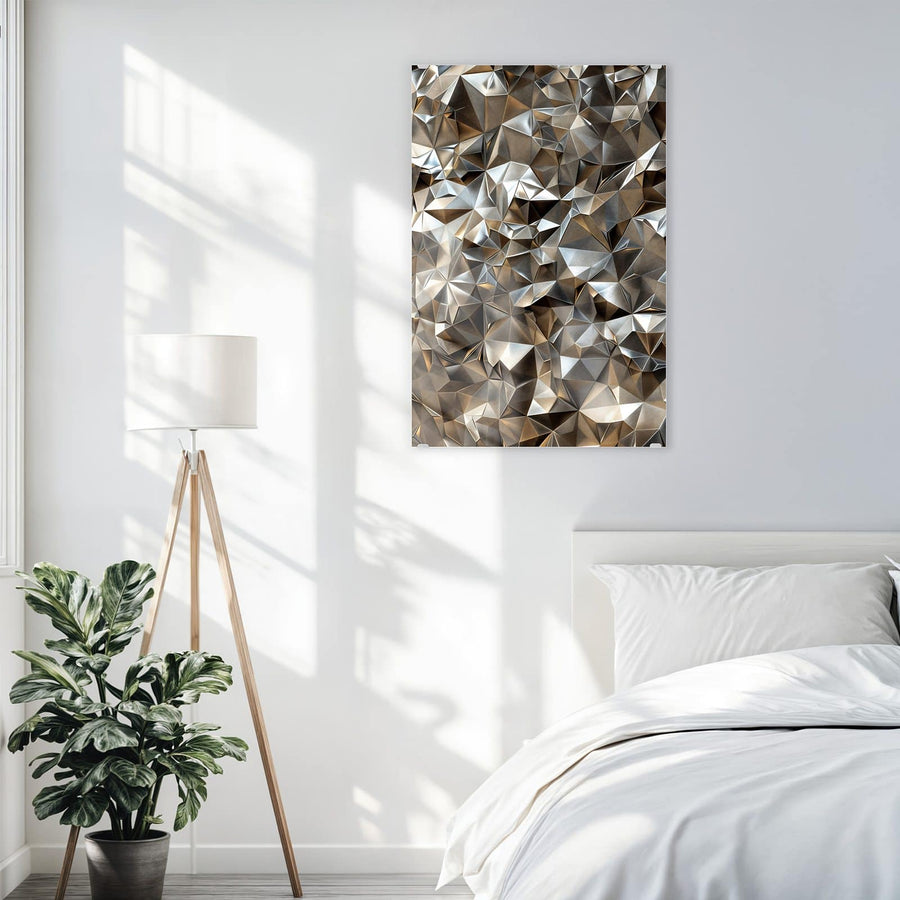 Maße Wandbild - Facetten in Silber - Hochformat