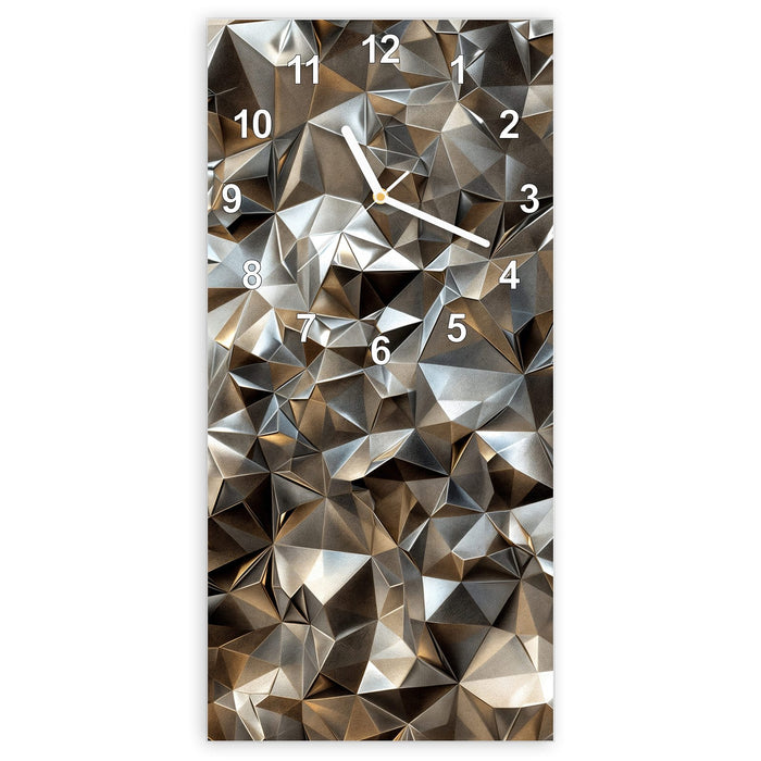 Wanduhr Geometrisches Motiv aus Glas – Hochformat 30 × 60 cm mit Ziffernblatt Modern