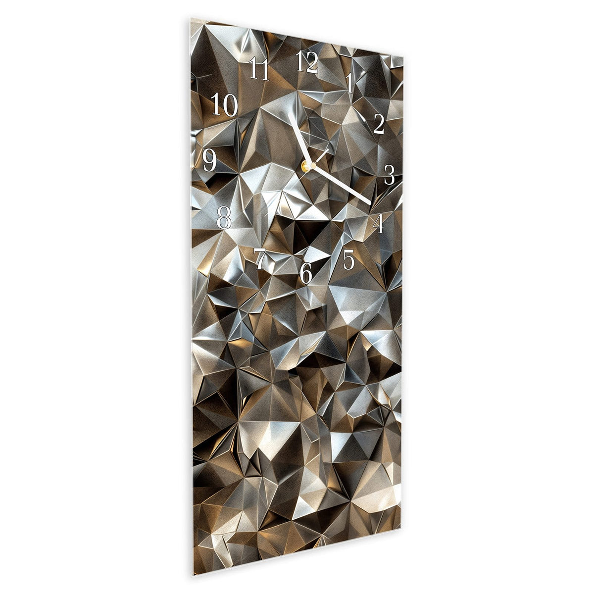 Vormontiert – mit Schwebeeffekt – Wanduhr Geometrisches Motiv aus Glas – Hochformat 30 × 60 cm