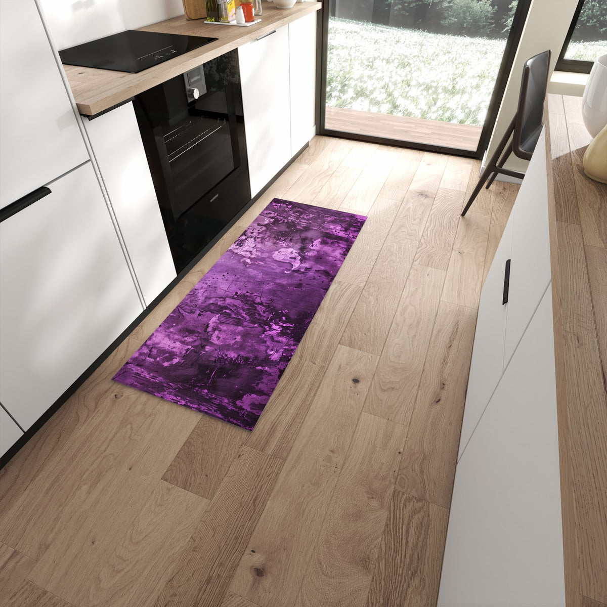 Leicht zu reinigender Küchenteppich mit Motiv Abstrakte Wand in moderner Küche #grösse_60 x 150 cm