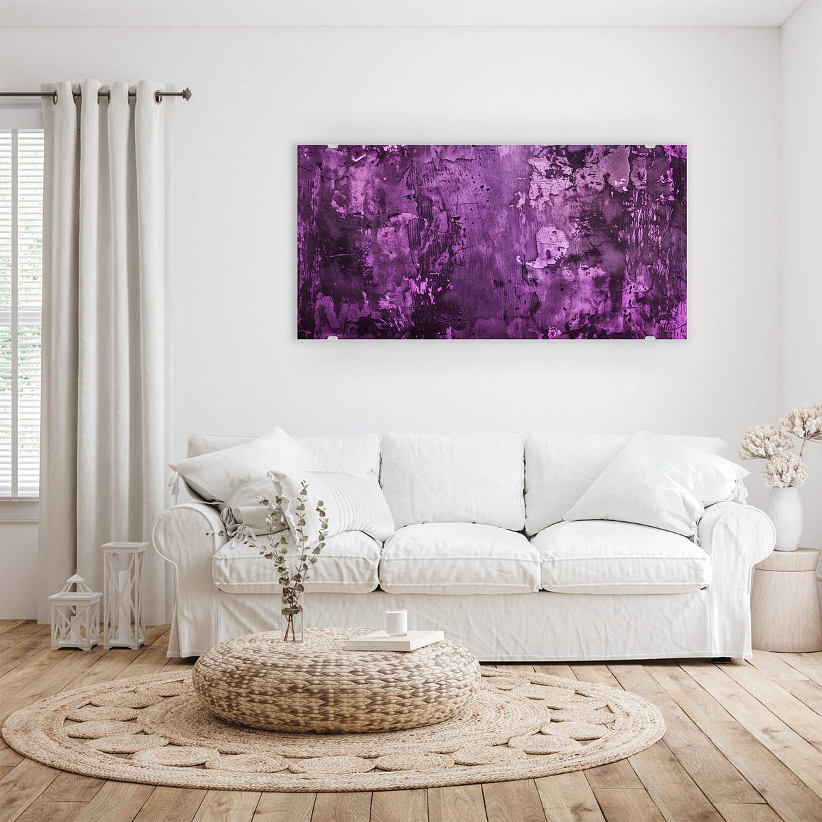 Wandbild - Violetter Putz - Querformat – Rauer Putz in Violett und Magenta