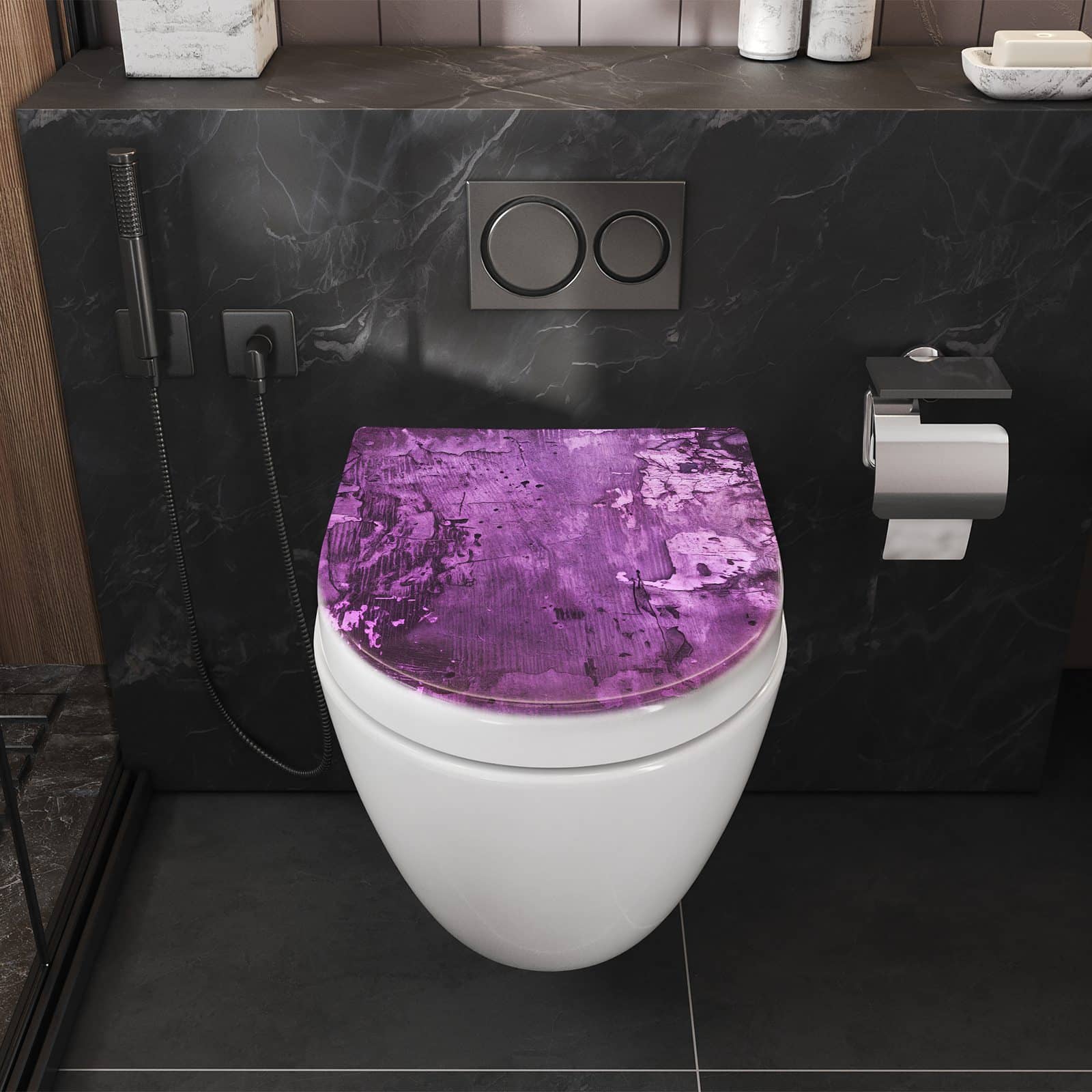 WC-Sitz mit Absenkautomatik Abstrakte Wand