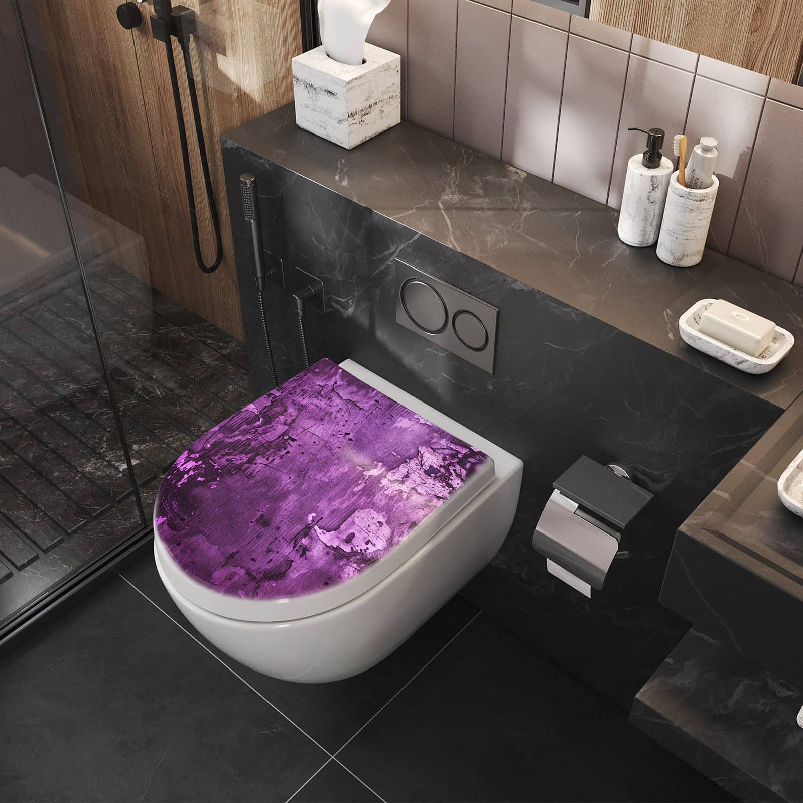 WC-Sitz mit Absenkautomatik Abstrakte Wand