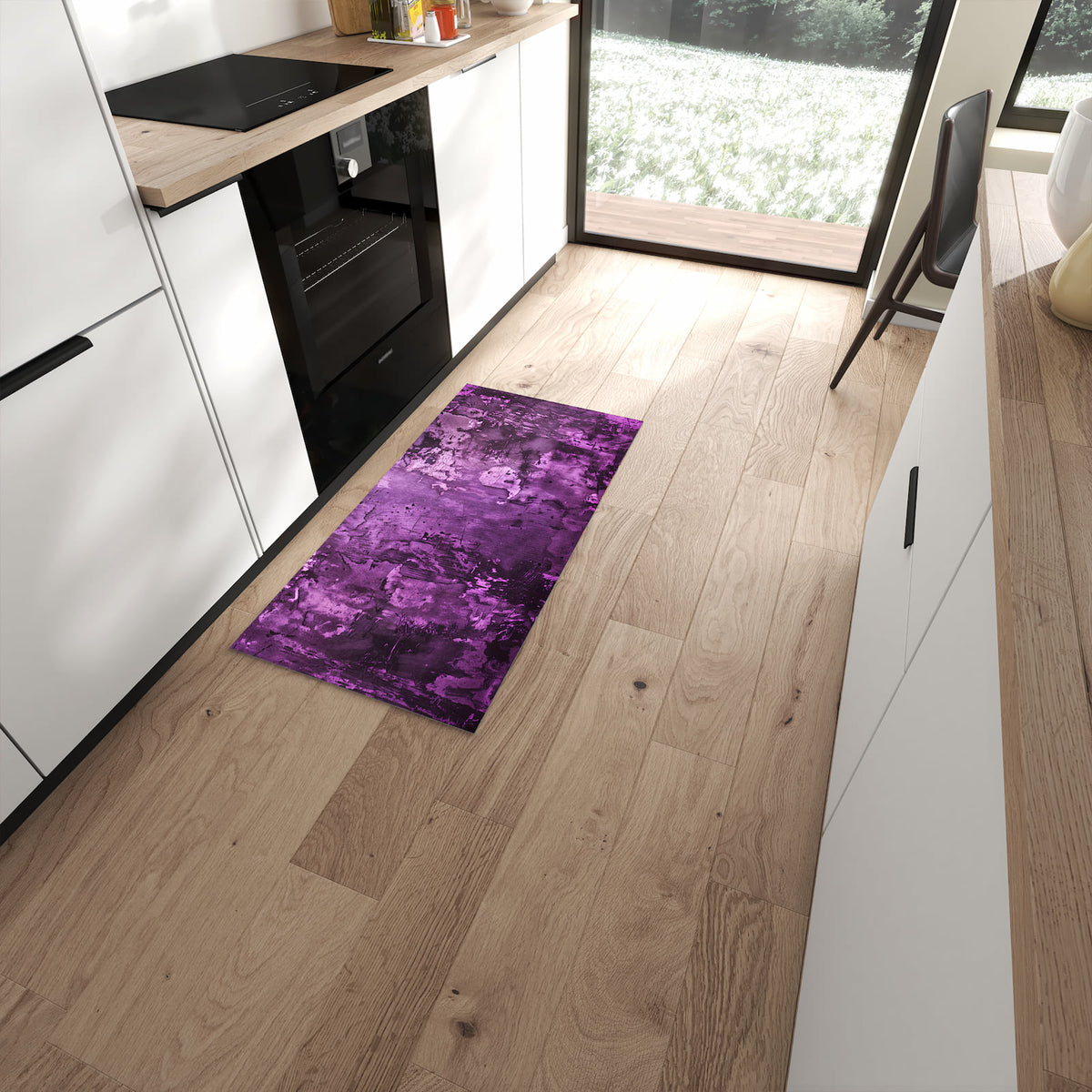 Rutschfester Küchenteppich mit Motiv Abstrakte Wand in moderner Küche #grösse_60 x 120 cm