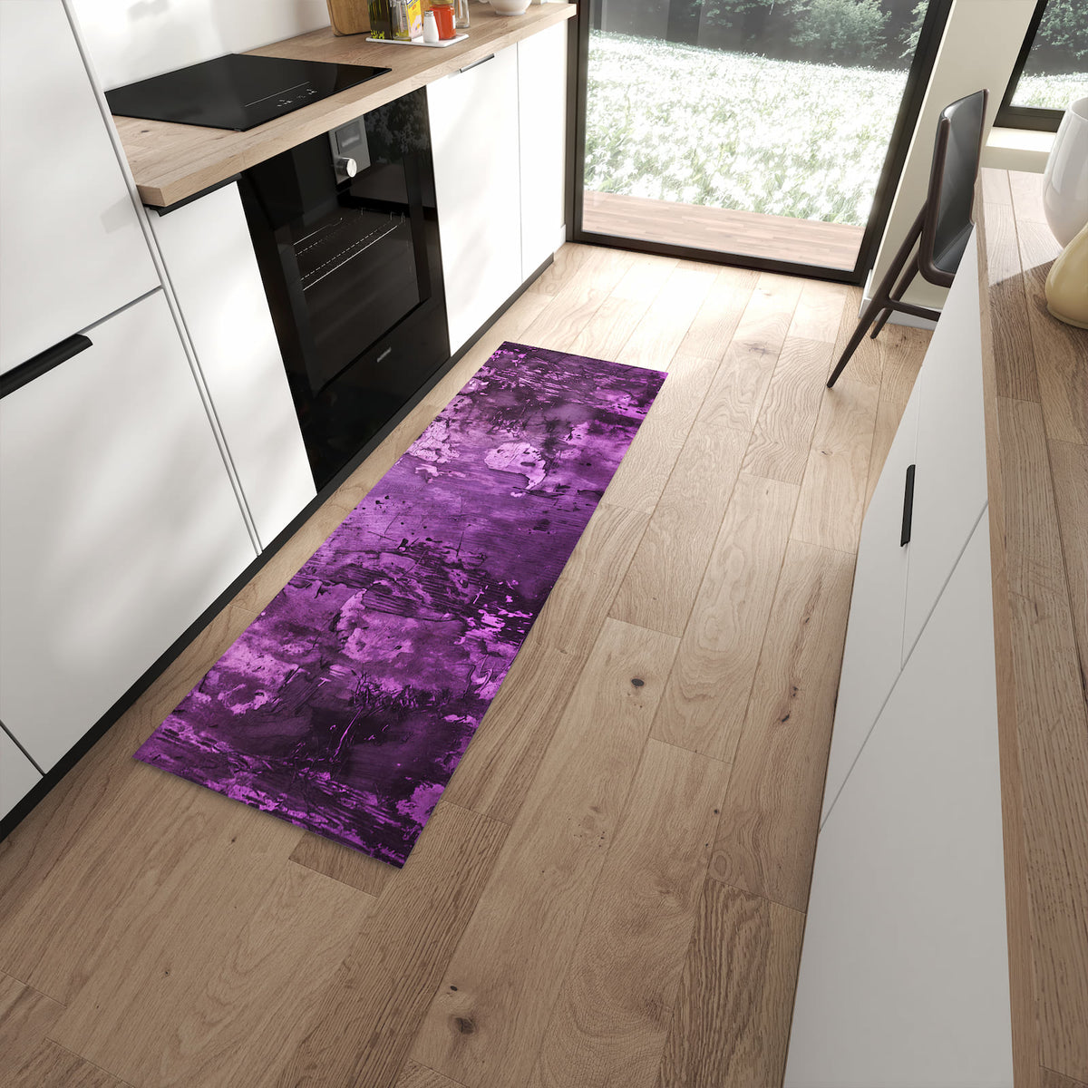 Küchenteppich mit Motiv Abstrakte Wand für angenehmes Stehen in moderner Küche