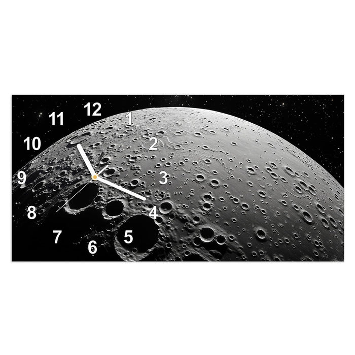 Wanduhr Mondoberfläche aus Glas – Querformat 60 × 30 cm mit Ziffernblatt Modern