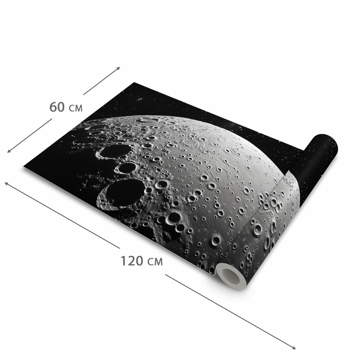 Feuchtigkeitsresistenter Küchenteppich mit Motiv Mondoberfläche in der Grösse 60x90 cm