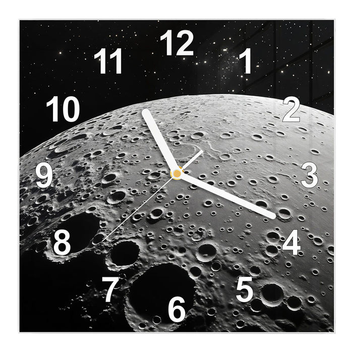 Wanduhr Mondoberfläche aus Glas – Quadratisch 30 × 30 cm mit Ziffernblatt Modern