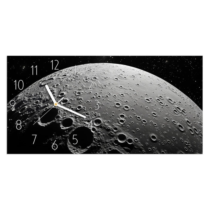 Wanduhr Mondoberfläche aus Glas – Querformat 60 × 30 cm mit Ziffernblatt Elegant