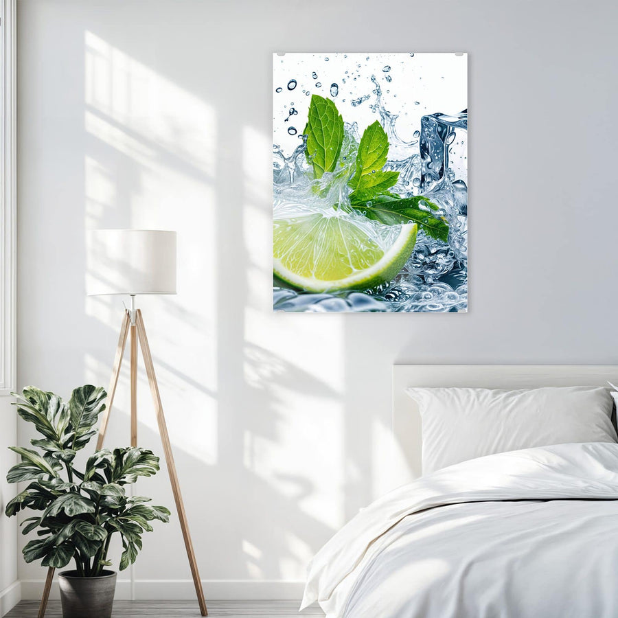 Maße Wandbild - Limette mit Minze - Hochformat