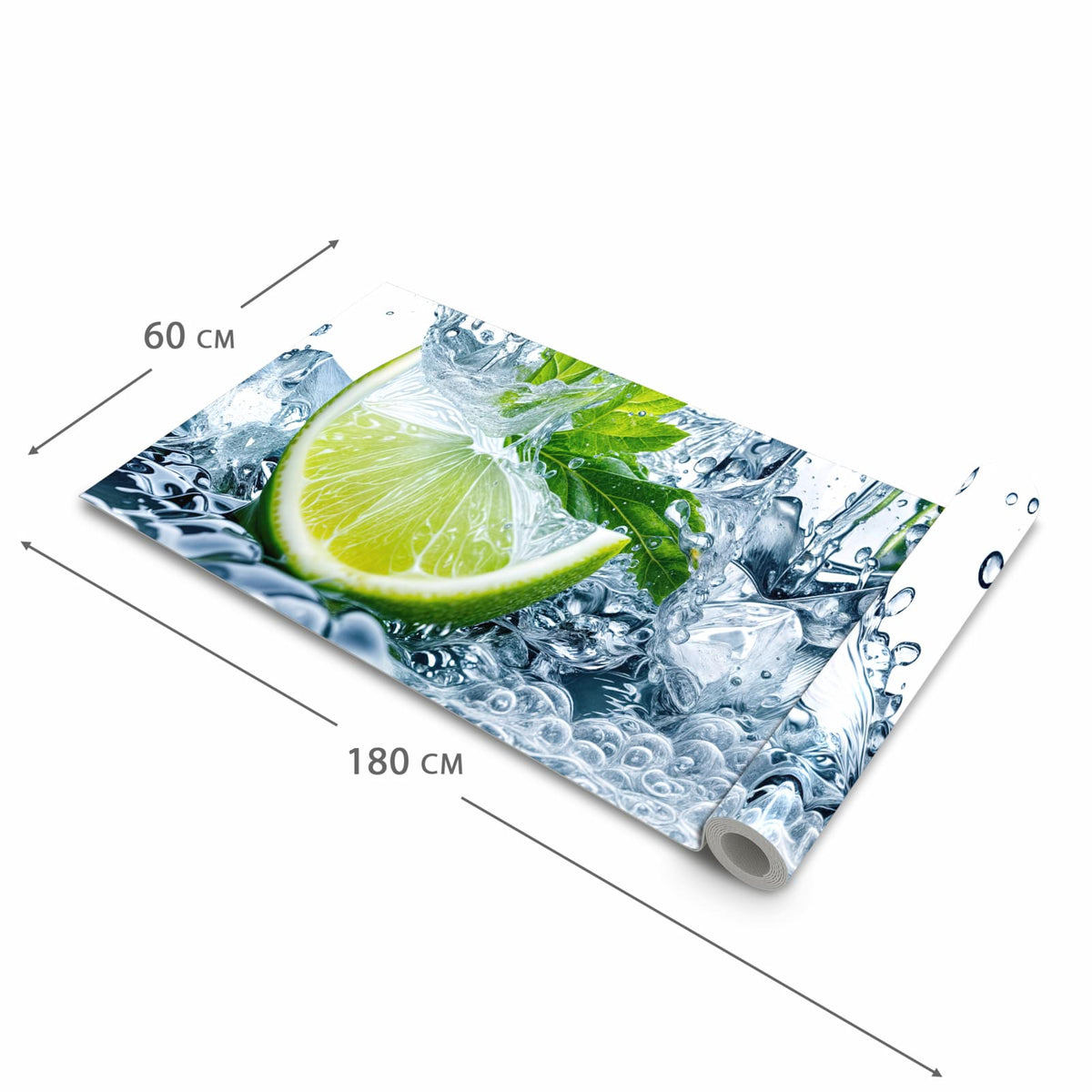 Flacher rutschfester Küchenläufer mit Motiv Limettenspritzer in der Grösse 60x300 cm