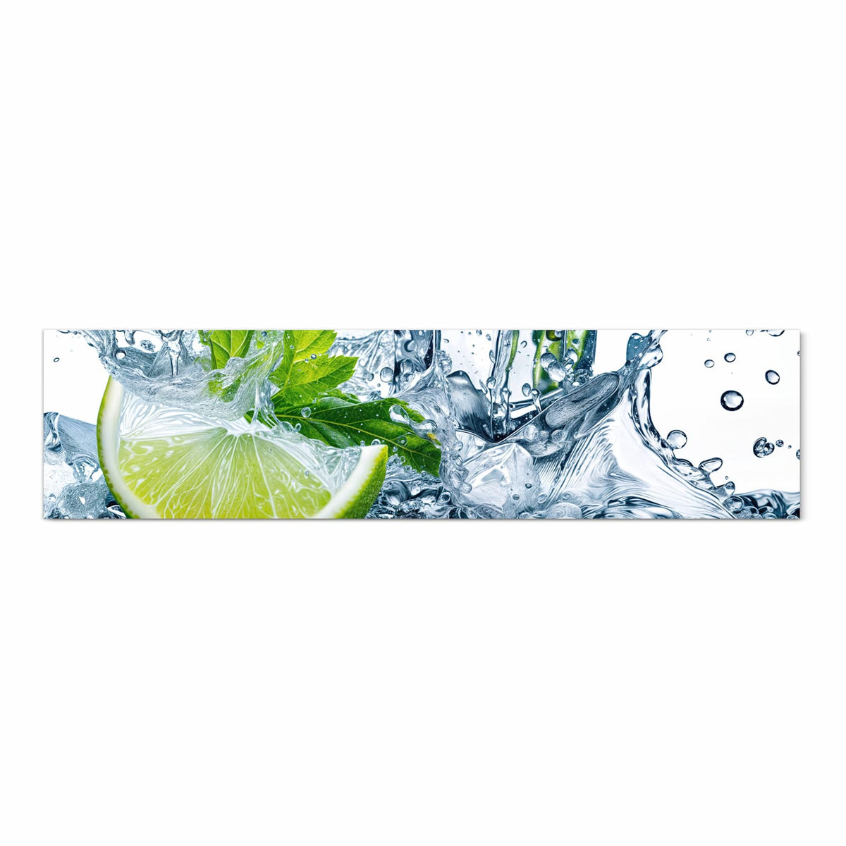 Feuchtigkeitsresistenter Läufer für Eingangsbereich mit Motiv Limettenspritzer in Frontansicht