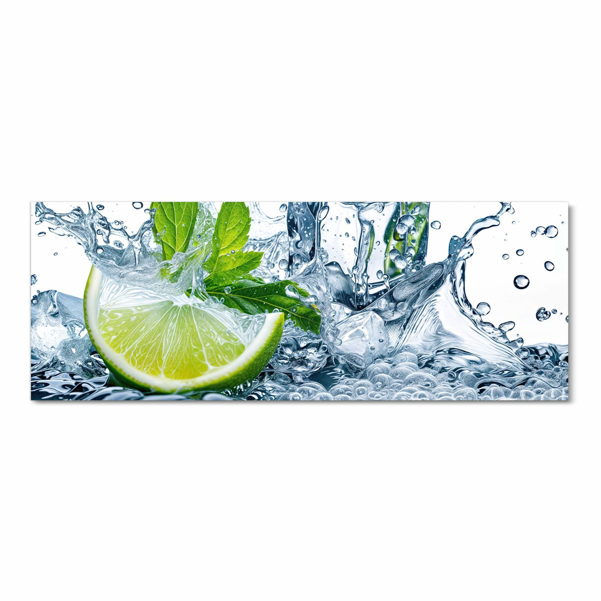 Zeitsparender rutschfester Küchenteppich mit Motiv Limettenspritzer in Frontansicht