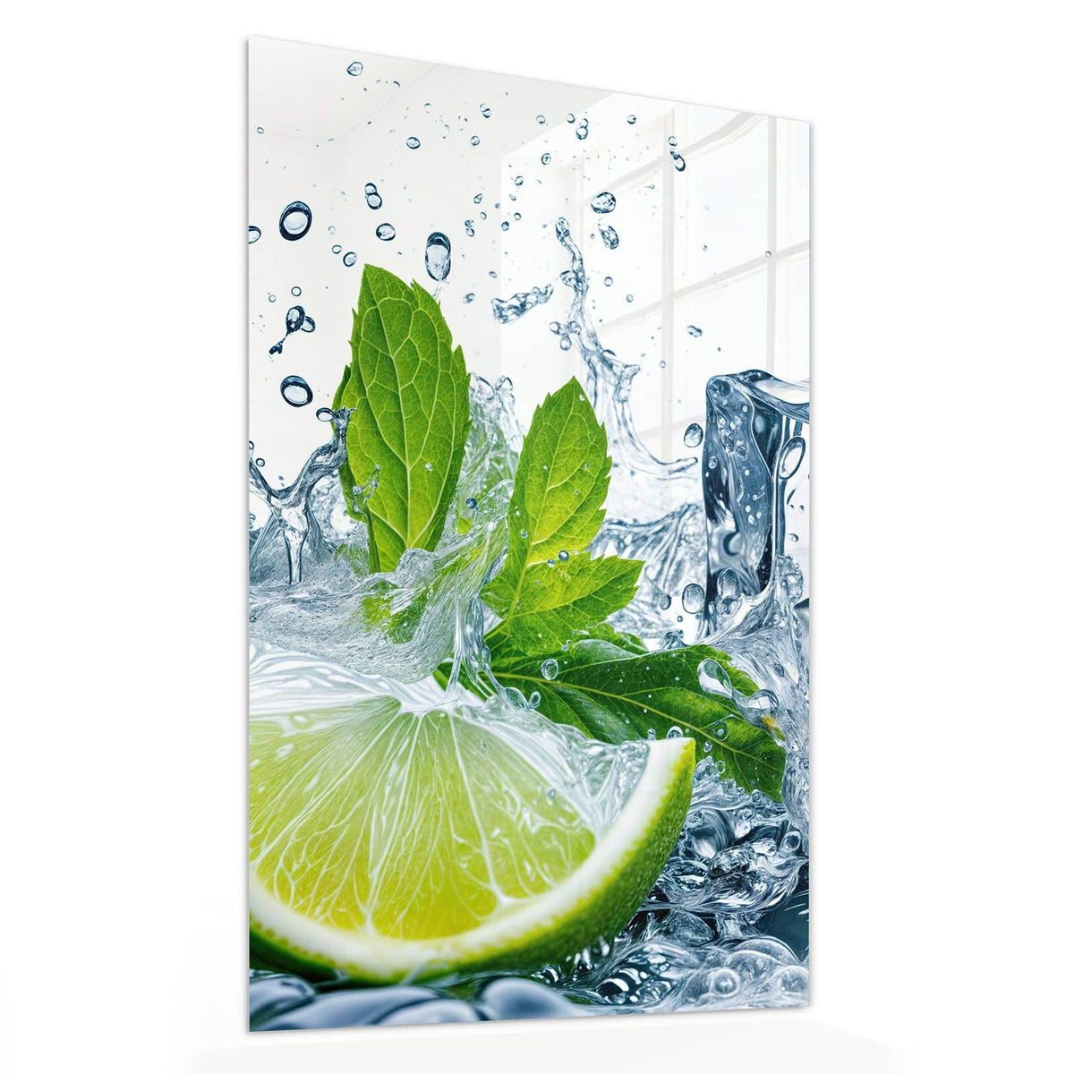 11 Größen – von 30 × 60 bis 60 × 150 cm – Wandbild - Limette mit Minze - Hochformat