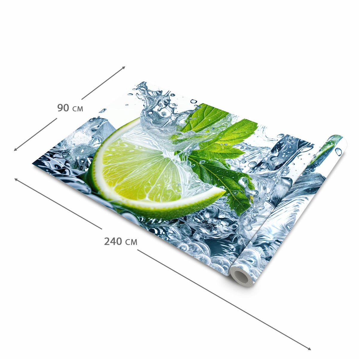Rutschfester Küchenteppich mit Motiv Limettenspritzer in der Grösse 60x90 cm