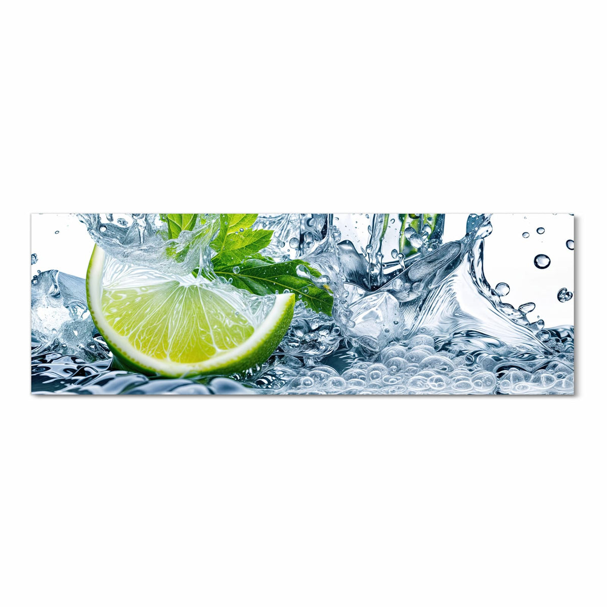 Rutschfester langer Teppich für Flur mit Motiv Limettenspritzer in Frontansicht
