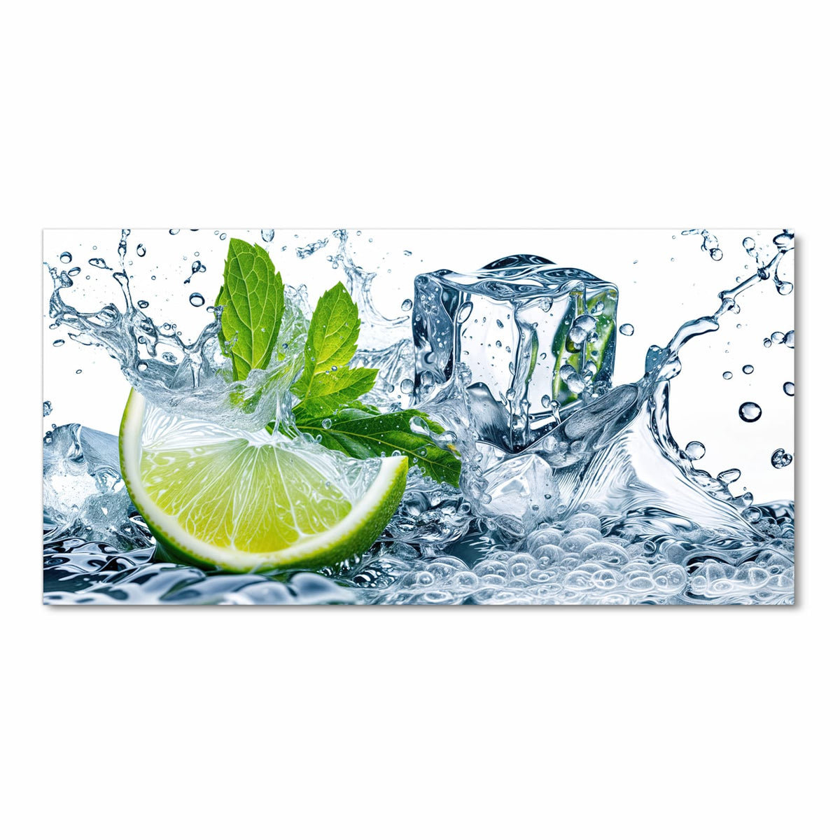 Waschbarer Küchenläufer mit Motiv Limettenspritzer in Frontansicht