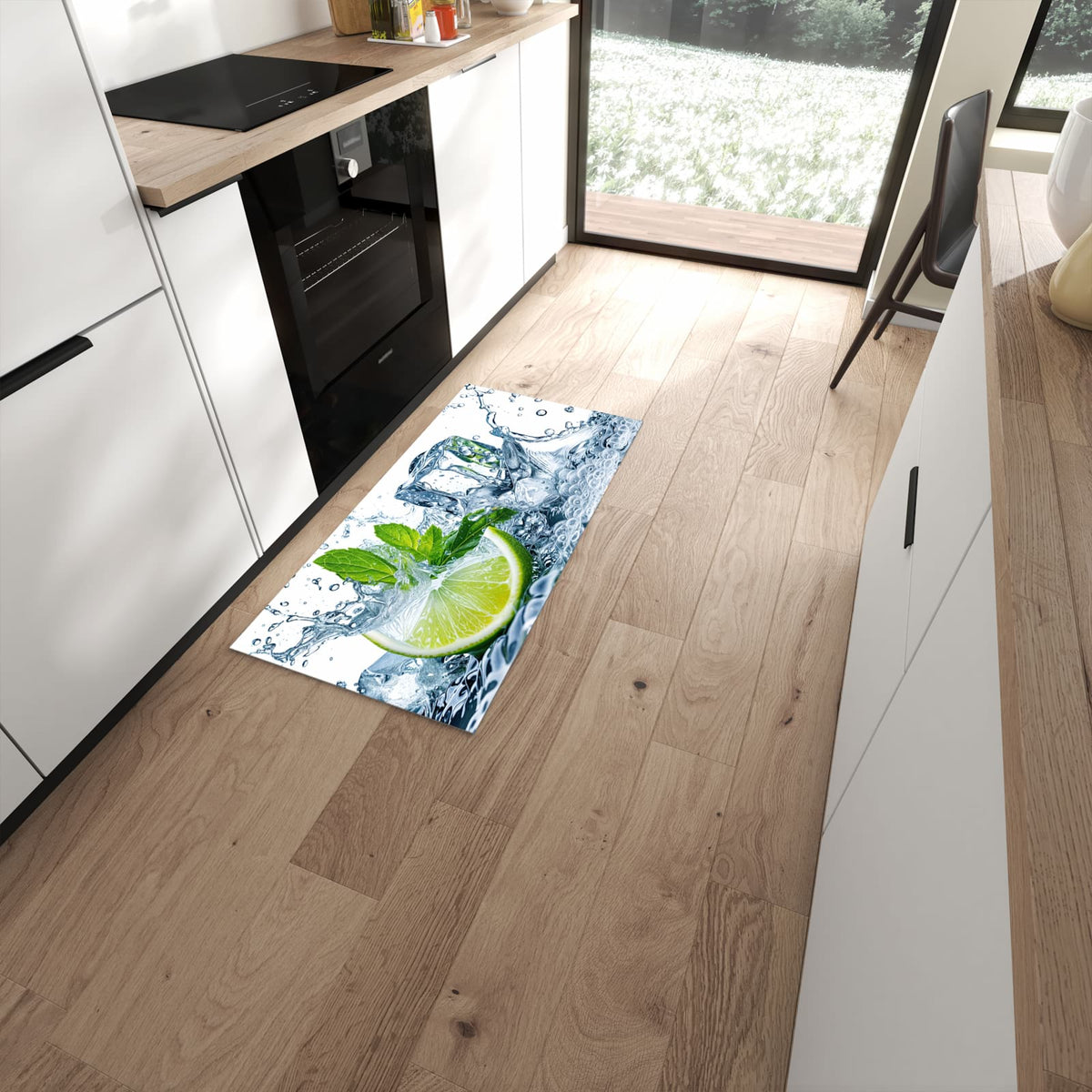 Küchenläufer mit Motiv Limettenspritzer für angenehme Haptik in moderner Küche #grösse_60 x 120 cm