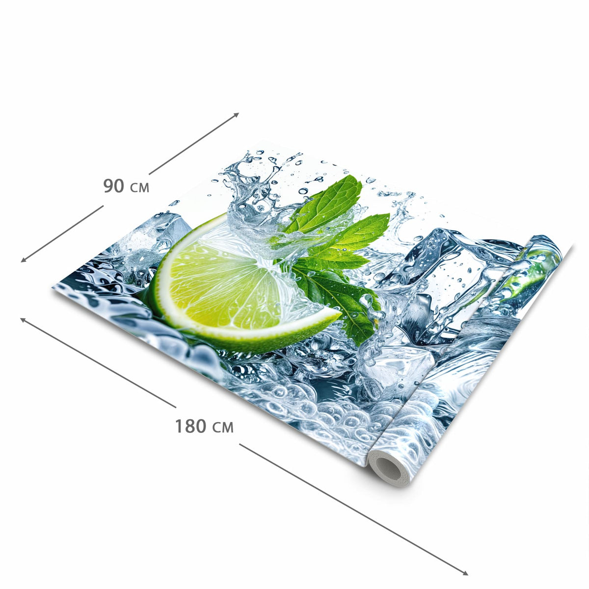 Langlebiger abwaschbarer Küchenläufer mit Motiv Limettenspritzer in der Grösse 60x90 cm