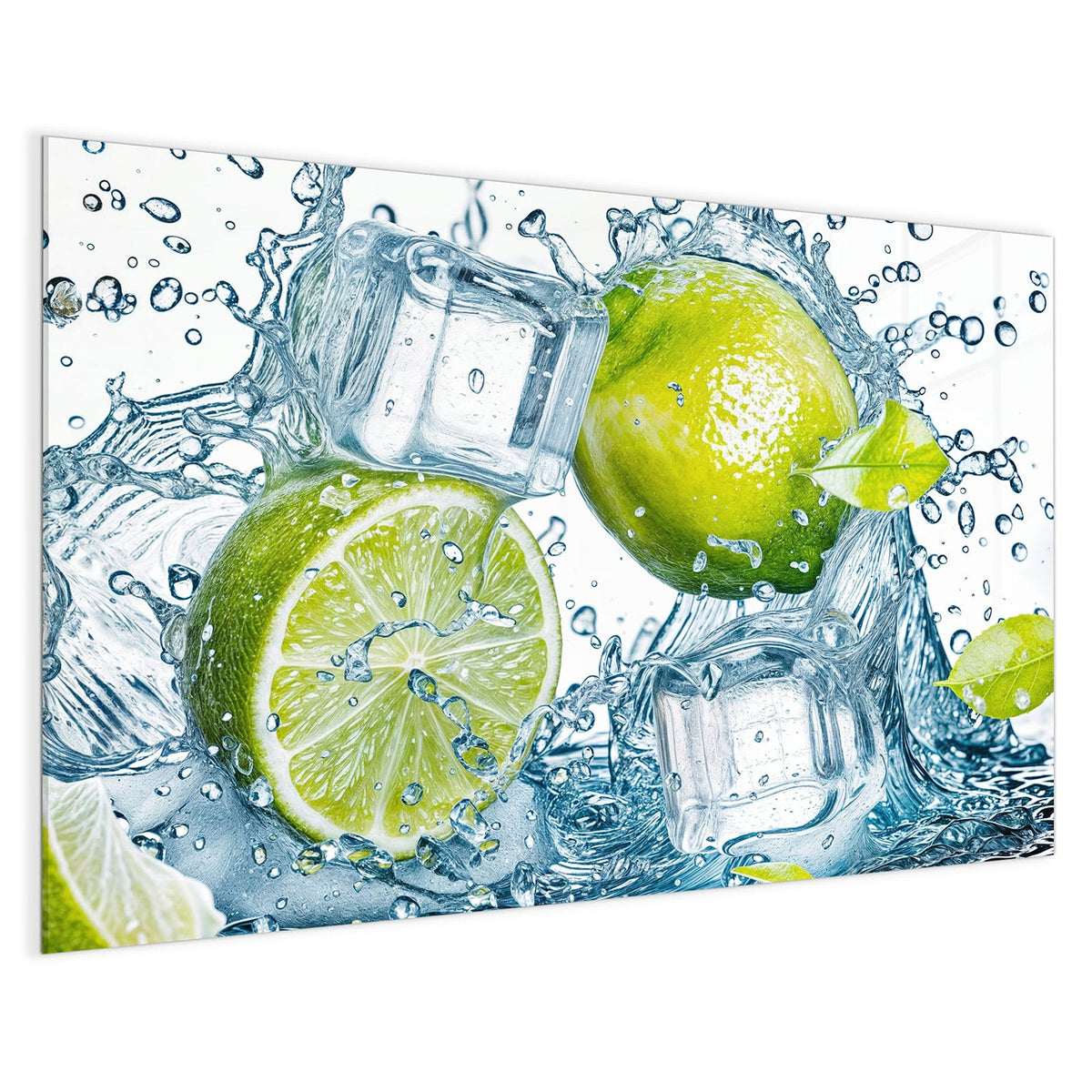 4 mm Glas statt lackiertem Blech – Magnettafel - Limetten mit Eis