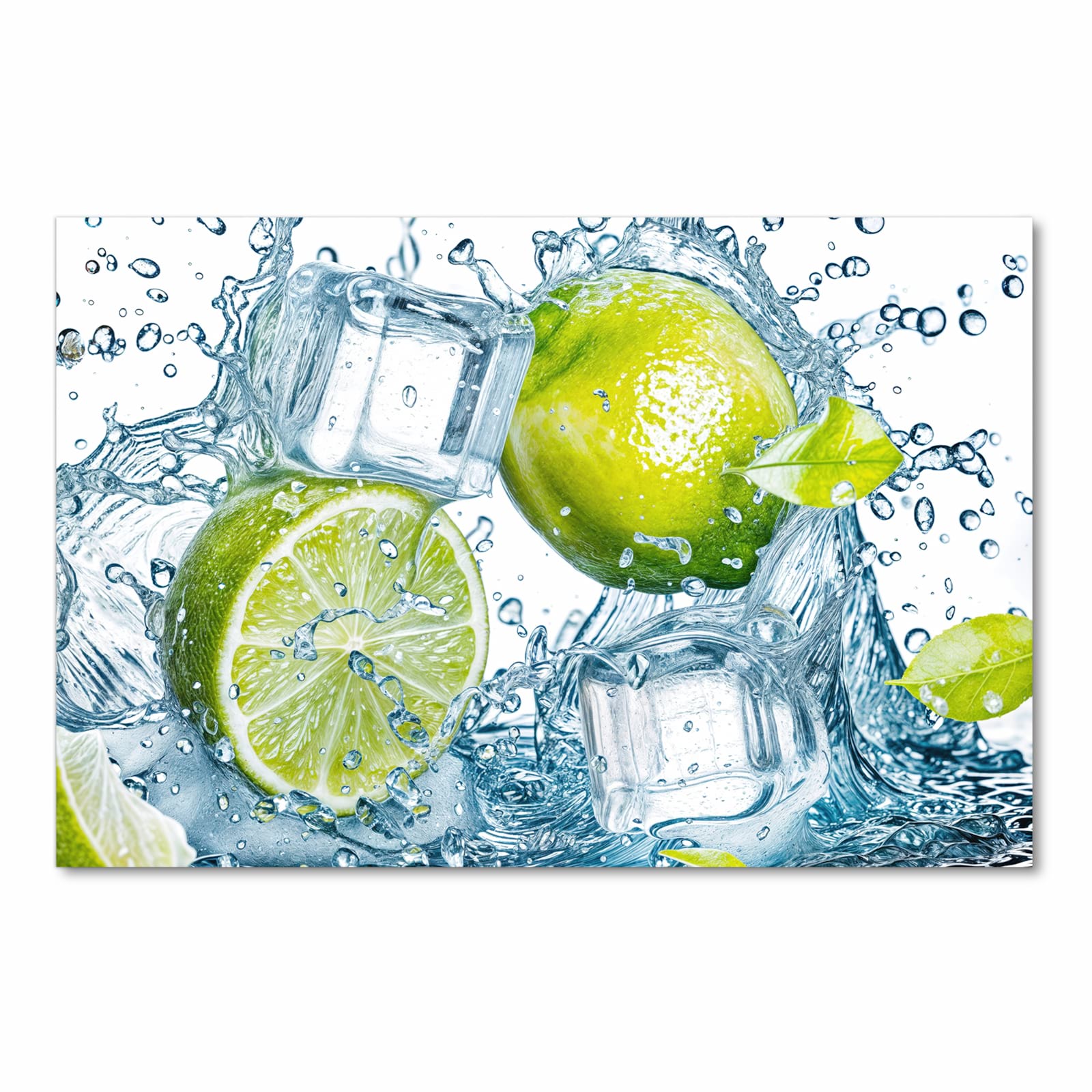 Rutschfester Küchenvorleger mit Motiv Limetten Splashing in Frontansicht