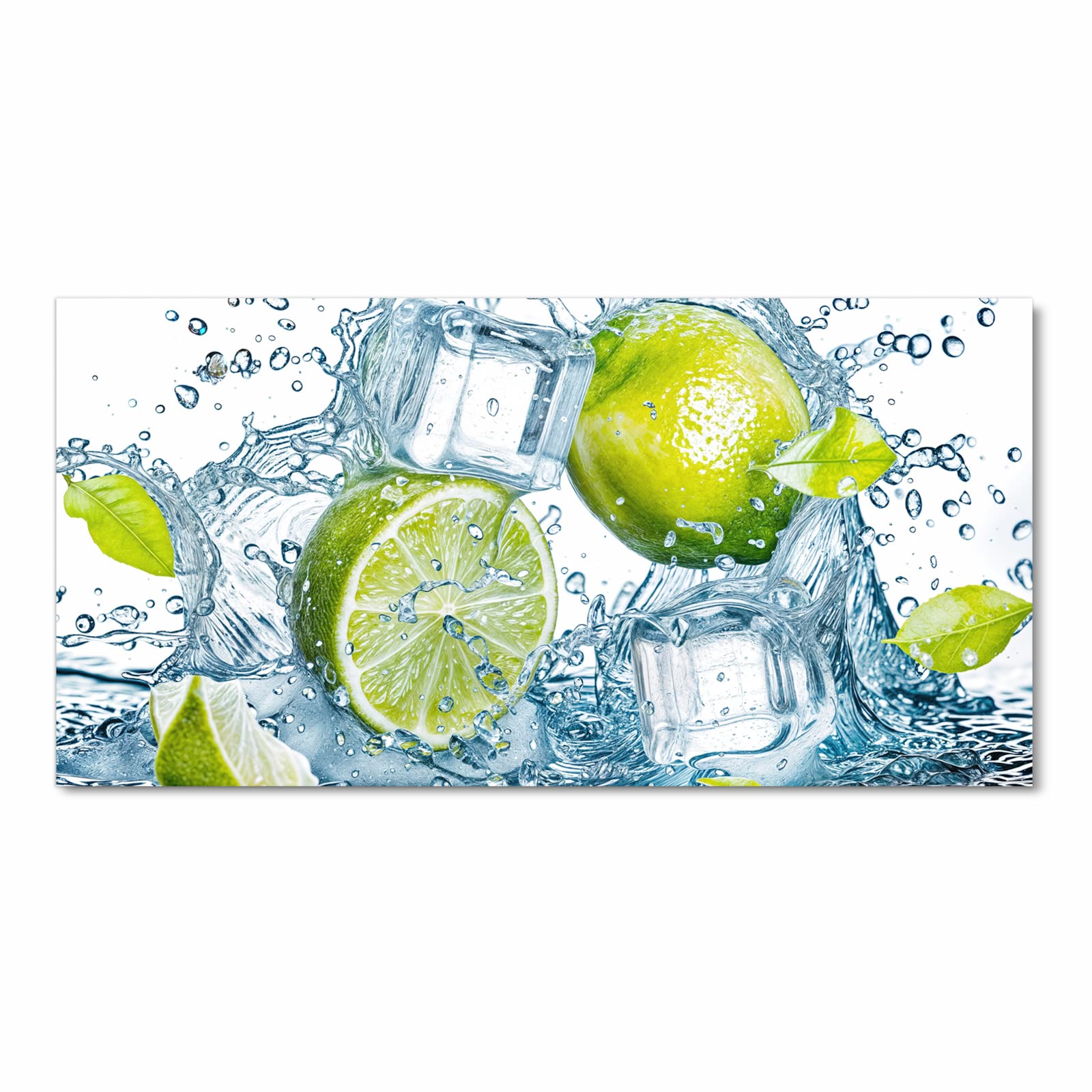 Formstabiler Küchenteppich mit Motiv Limetten Splashing in Frontansicht