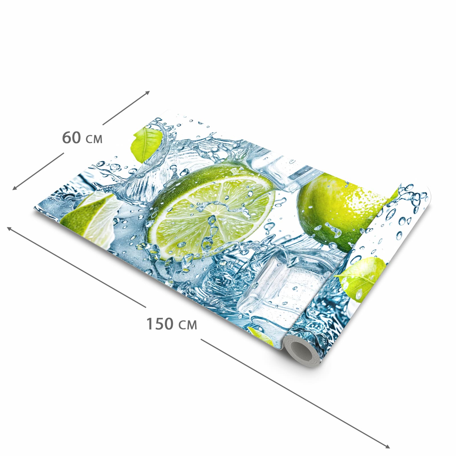 Bodenschonender Bodenläufer Teppich mit Motiv Limetten Splashing in der Grösse 60x300 cm