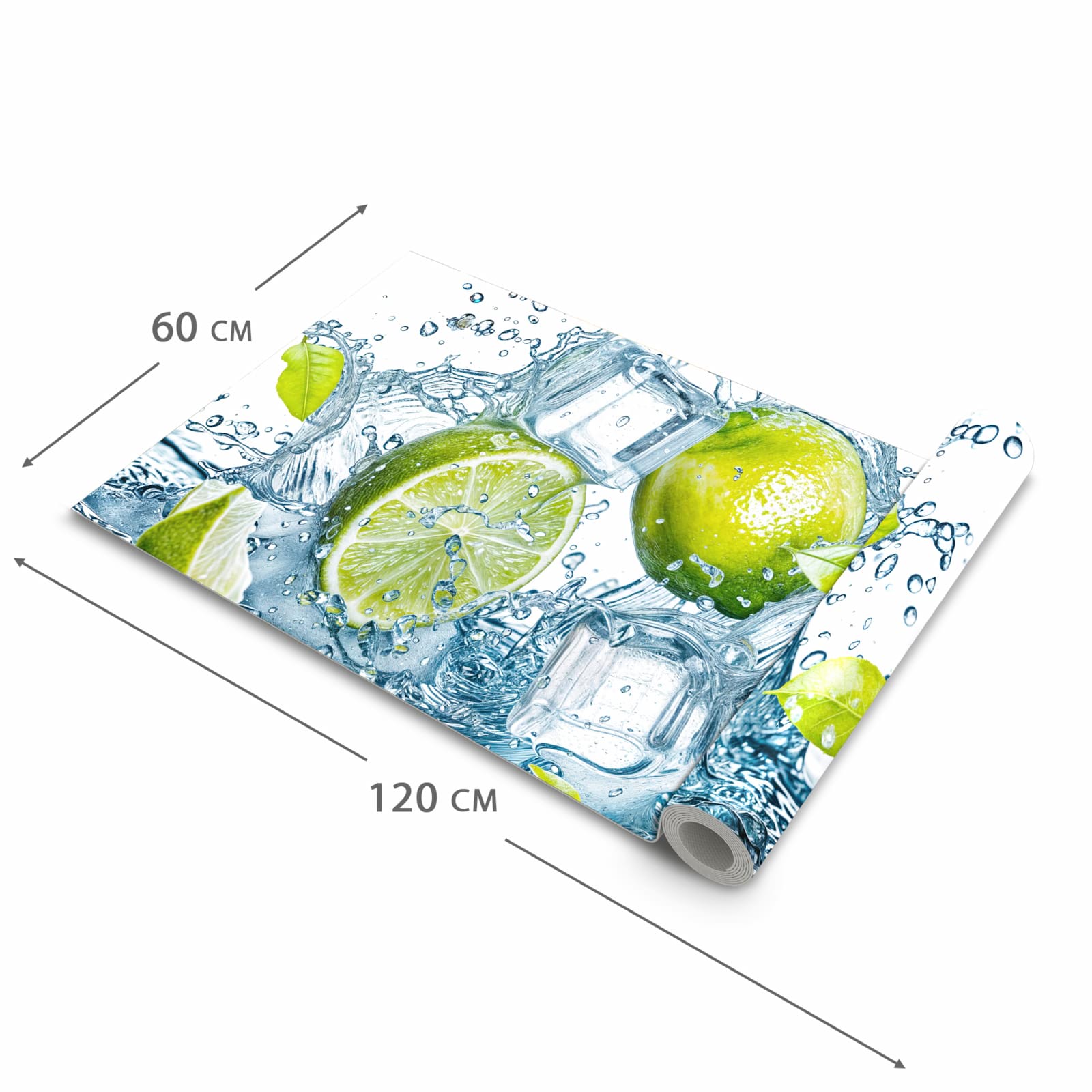 Bodenläufer mit Motiv Limetten Splashing in der Grösse 60x300 cm für Ordnung & Übersicht