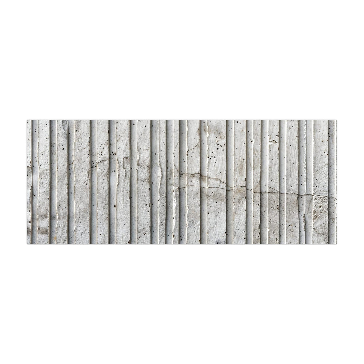 Küchenrückwand aus Glas Geriffelter Beton im Hochformat, Motiv bildfüllend von vorn